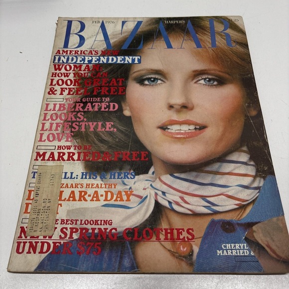 Vintage Harper's Bazaar February 1976 Magazine Cheryl‎ Tiegs - Picture 1 of 11